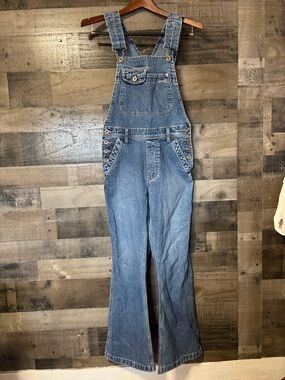 Vintage Silver Jeans Blue Denim Carpenter Overalls Y2K Flare Ladies 7/31